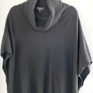 Charter Club 100% Cashmere Black Fringe Poncho